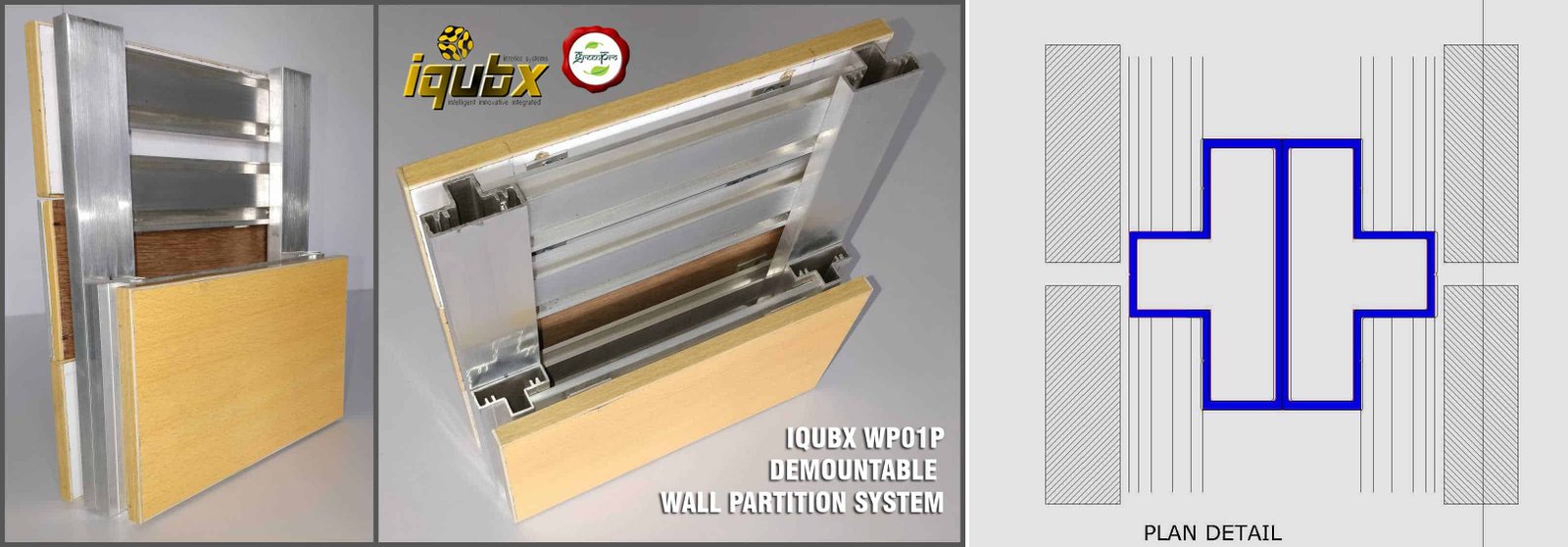IQUBX WP01P demountable wall partition system construction