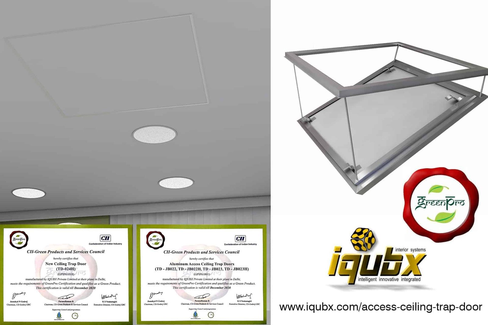 IQUBX ceiling trap door with Greenpro certification