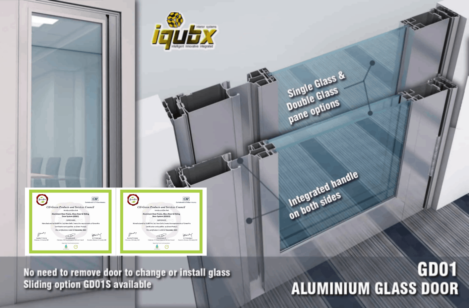 GD01 IQUBX aluminum glass door
