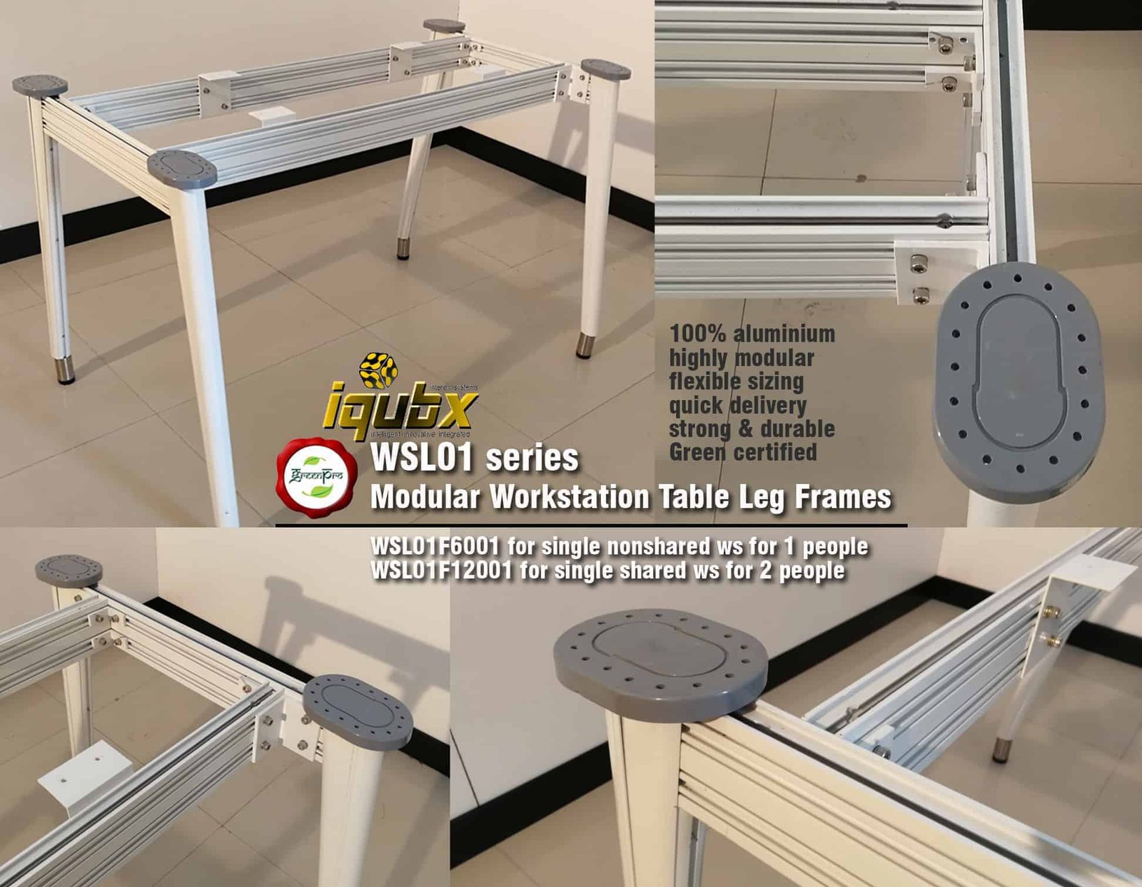 Iqubx modular workstation table leg and leg frames