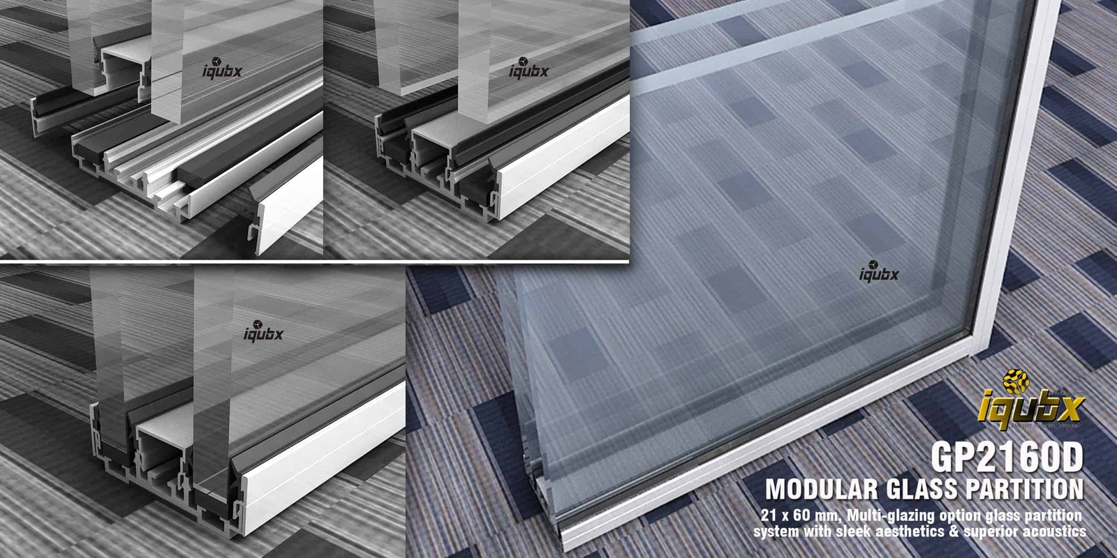 GP2160 multiglazing option GLASS partition system