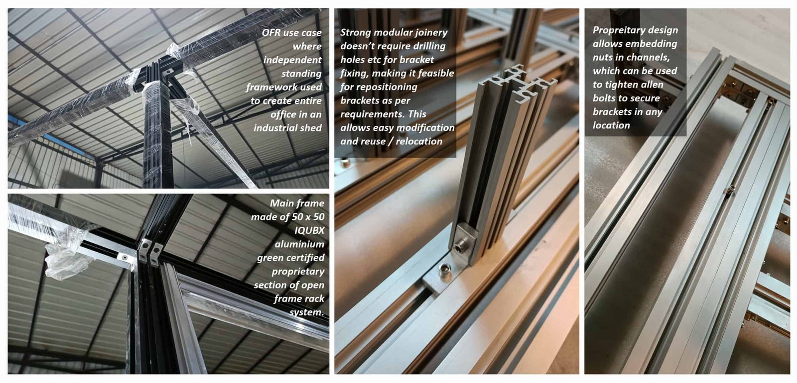 construction elements of iqubx open frame structure system