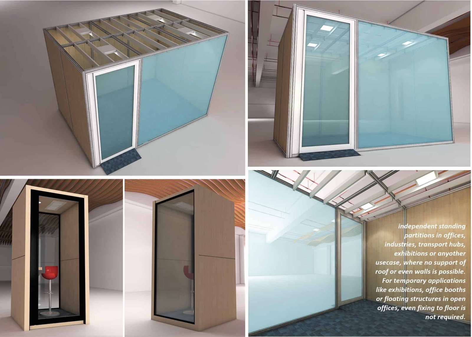 office and exhibition booths conference room cabins - iqubx open frame structure system