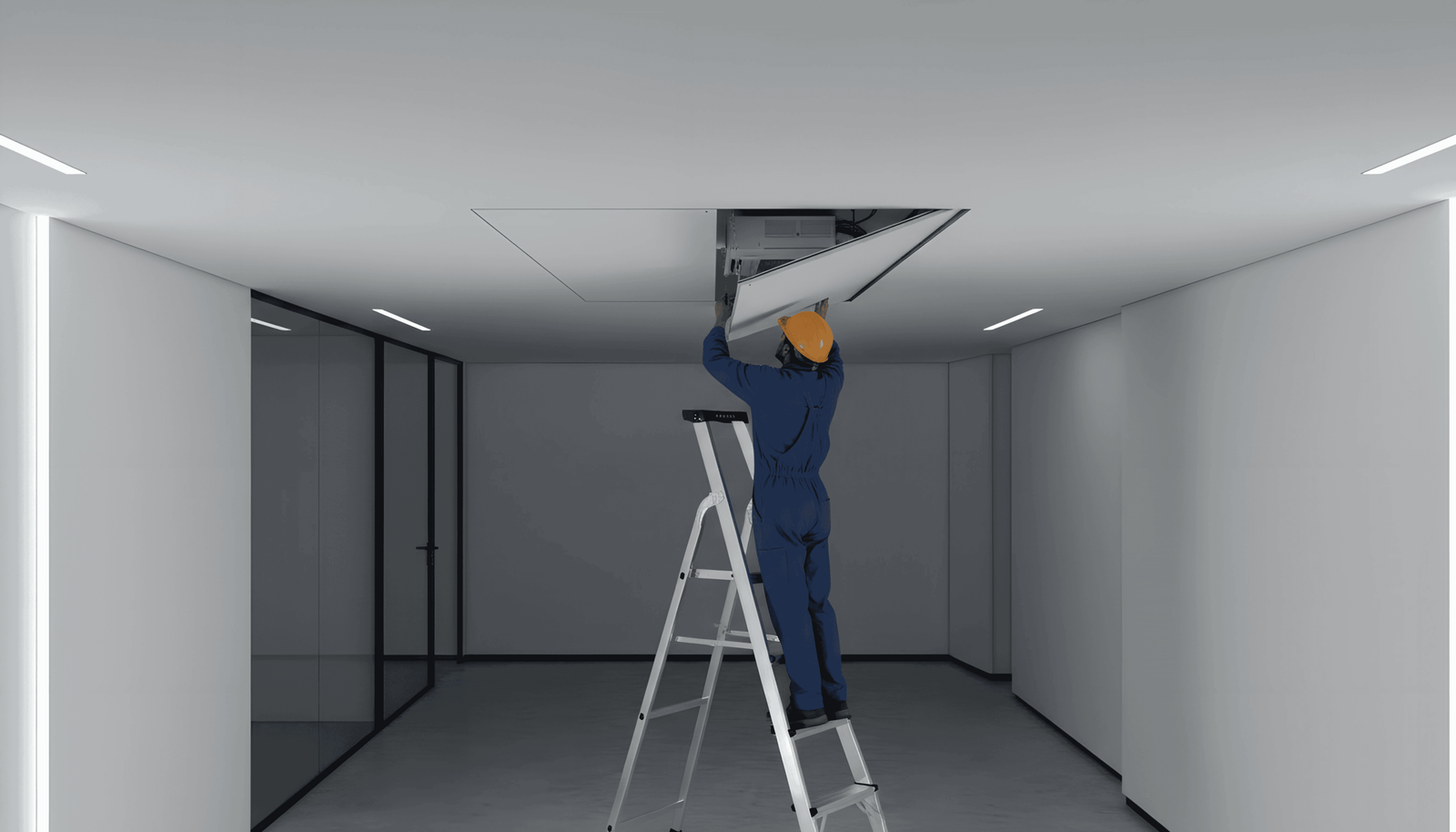 lean format for standard and small custom size ceiling access solutions PLANEA series by skyhatch iqubx